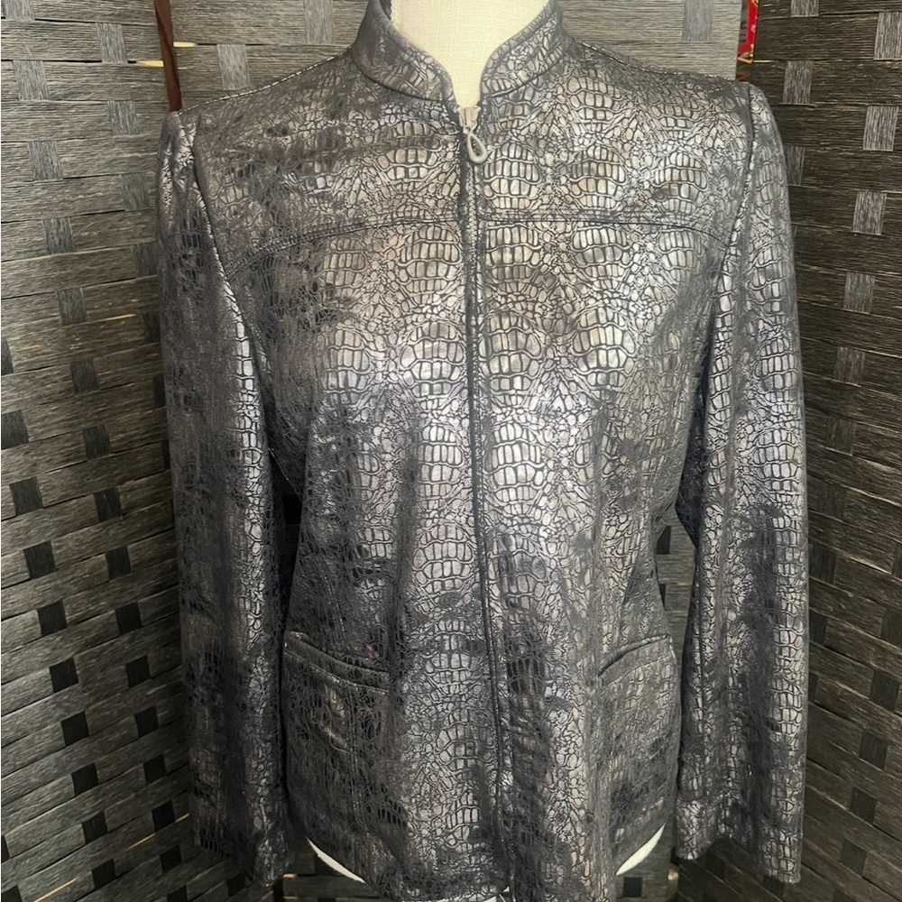 Alfred Dunner Metallic faux snakeskin Jacket
